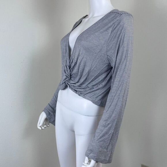 ASOS Women Size 12 Black White Striped Cropped Long Sleeve Pullover NEW Top - Picture 9 of 15